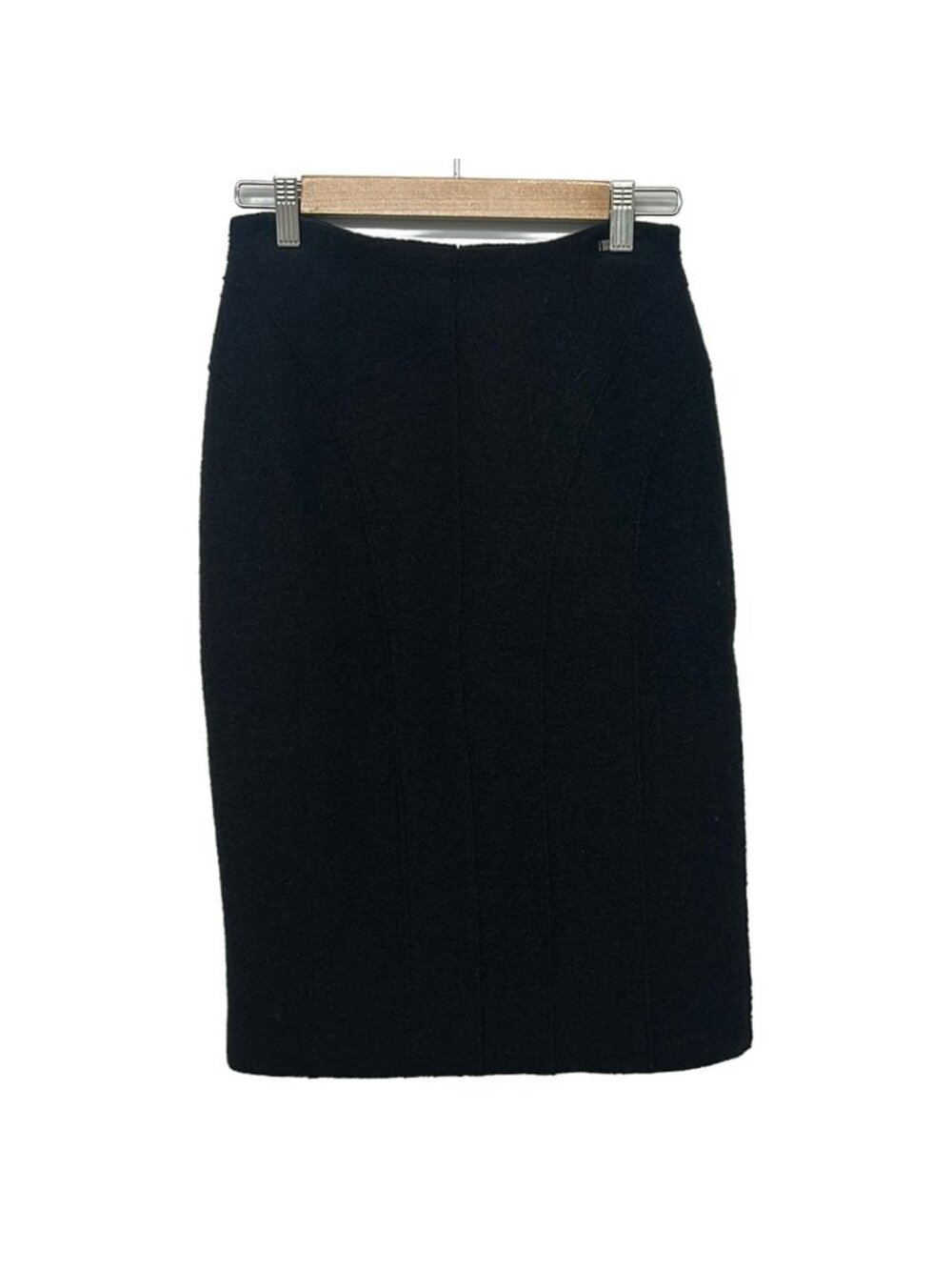 Chanel Skirt M Black Plate Logo Wool 38
